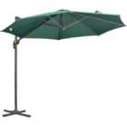 Outsunny Green Crank and Tilt Cantilever Parasol with Cross Base 3 x 3m