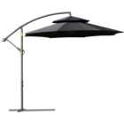 Outsunny Black Double Tier Cantilever Banana Parasol with Cross Base 2.7m