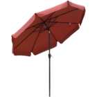 Outsunny Wine Red Crank and Tilt Parasol with Ruffles 2.66m
