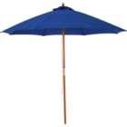 Outsunny Blue Wooden Garden Parasol with Top Vent 2.5m