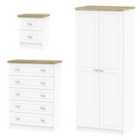 Ready Assembled Wilcox Wardrobe, Chest of Drawers and Bedside Cabinet Set