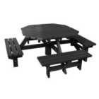NBB Recycled Octagonal 8-Seater Picnic Table - Black