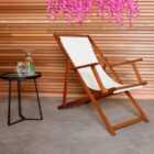 Charles Bentley Wooden Eucalyptus Folding Deck Chair - Cream
