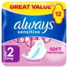 Always Sensitive Long Ultra (Size 2) Sanitary Towels Wings 12 pads 12 per pack