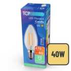 TCP Light Bulb Filament Candle Small Screw 4w - 40w Warm white