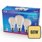 TCP Classic LED Clear Screw 60W Light Bulbs 3 per pack