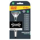 Wilkinson Sword Quattro Titanium Sensitive Men's Razor with 9 Blades 8 per pack