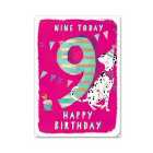 Nine Today Dalmatian 9th Birthday Card