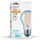 Wilko 1 Pack Screw E27/ES LED Filament 806 Lumens Standard Dimmable Light Bulb