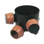 FloPlast 300mm Mini Access Chamber Base with 3 Flexible Inlets - Black