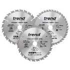 Trend 165mm Circular Saw Blade Mixed Triple Pack 2 x 24T + 1 x 40T