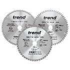 Trend 250mm Triple Pack Circular Saw Blades with 48T, 60T and 84T