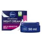 NIVEA Face Moisturiser Night Cream for Dry & Sensitive Skin 50ml