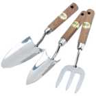 Draper FTT/ASH/SET Stainless Steel Hand Fork and Trowels Set with Ash Handles (3 Piece)