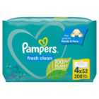 Pampers Fresh Clean Baby Wipes 4 x 52 per pack