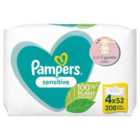 Pampers Sensitive Baby Wipes 4 x 52 per pack