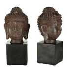 Premier Housewares Buddha Head Set of 2 Bookends - Polyresin Black