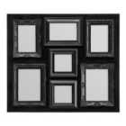 Premier Housewares Multi Photo Frame, 7 Photo Black Plastic Frame - 5 Rectangular, 1 Square
