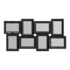 Premier Housewares Multi Photo Frame, 8 Photo - Black Plastic Vintage Style Frame 4 x 6"