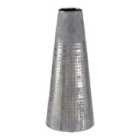 Premier Housewares Embra Ceramic Flower Conical Vase Grey/Silver Finish - Small