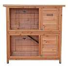 Charles Bentley Two Storey Rabbit Hutch with Tray Natural Wood
