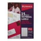 Ryman P21 Universal Label Sheets – 25 Pack