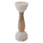 Premier Housewares Sena Candle Holder - Marble/Mango Wood White