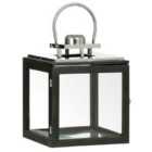 Premier Housewares Regents Park Small Lantern - Black Wood/Stainless Steel