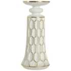 Premier Housewares Honeycomb Small Candle Holder - White/Gold Polyresin