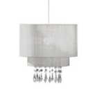 Premier Housewares Pendant Shade in Silver Voile with Beaded Droplets