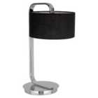 Premier Housewares Leyna Table Lamp Chrome with Black Fabric Shade
