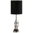 Premier Housewares Antler Table Lamp w/Base, Black Shade