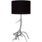 Premier Housewares Table Lamp in Nickel Finish with Black Drum Shade