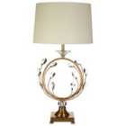 Premier Housewares Zahra Table Lamp in Crystal/Gold Finish with White Linen Shade