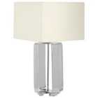 Premier Housewares Argent Table Lamp Aluminium Base Cream Fabric Shade