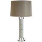 Premier Housewares Ursina Table Lamp with Marble Base & Grey Fabric Shade