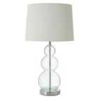 Premier Housewares Luke Table Lamp with Glass Ball, Metal & Fabric Shade