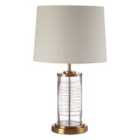 Premier Housewares Zella Table Lamp in Gold Finish with White Linen Shade