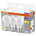 Osram 60w BC Classic Frost Light Bulbs, Warm White - 3 Pack