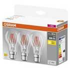 Osram Clear 60W Equivalent LED BC Bulbs, Warm White - 3 Pack