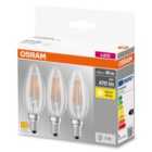 Osram 40W E14 SES LED Filament Candle Bulb, Warm White - 3 Pack