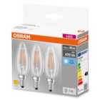 Osram Candle 40W Clear Filament SES Bulb 3 pack - Cool White