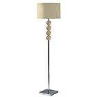 Premier Housewares Mistro Floor Lamp Amber Orb with Chrome Base & Cream Faux Suede Shade