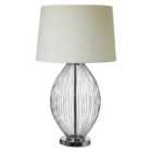 Premier Housewares Lucent Table Lamp with Chrome Base & Linen Shade