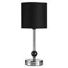 Premier Housewares Chrome Table Lamp with Black Acrylic Ball & Black Shade