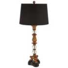 Premier Housewares Pavo Table Lamp in Bronze Finish with Crystals & Black Shade