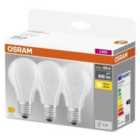 Osram Frosted 60W Equivalent LED Classic A ES Bulbs, Warm White - 3 Pack