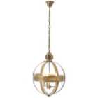 Premier Housewares Hampstead Pendant Light in Iron/Glass - Brass Finish