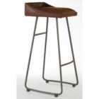 Premier Housewares New Foundry Bar Stool with Brown Leather Effect