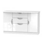 Ready Assembled Indices 3 Drawer Double Door Sideboard - White